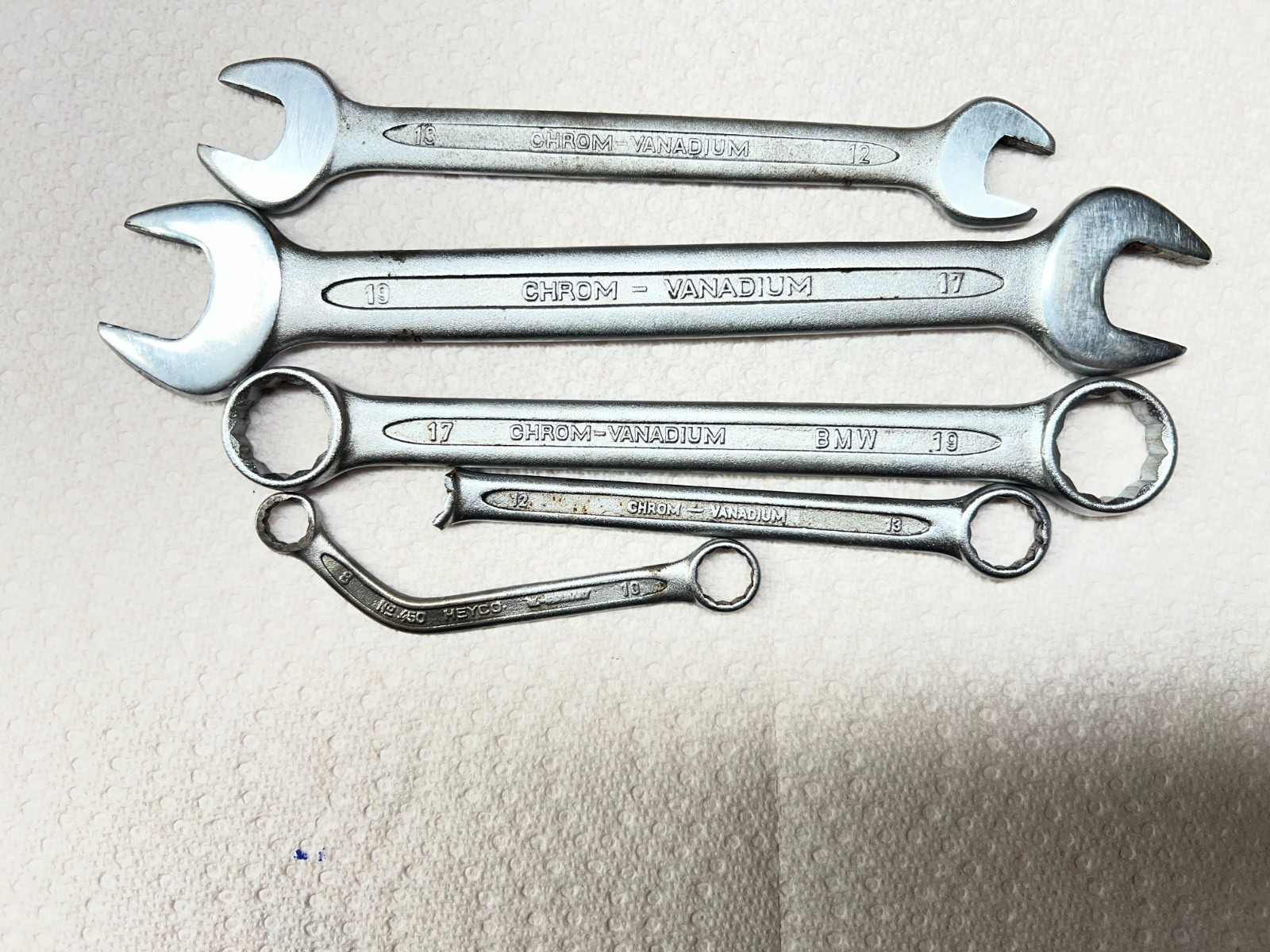 Heyco Wrenches 17/19 open ended box ended 8/10/13mm Lot of 5