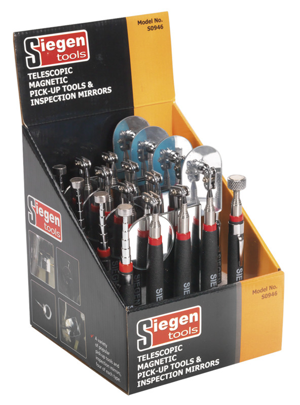 Sealey S0946 Telescopic Magnetic Pick-Up Tools & Inspection Mirrors – Display