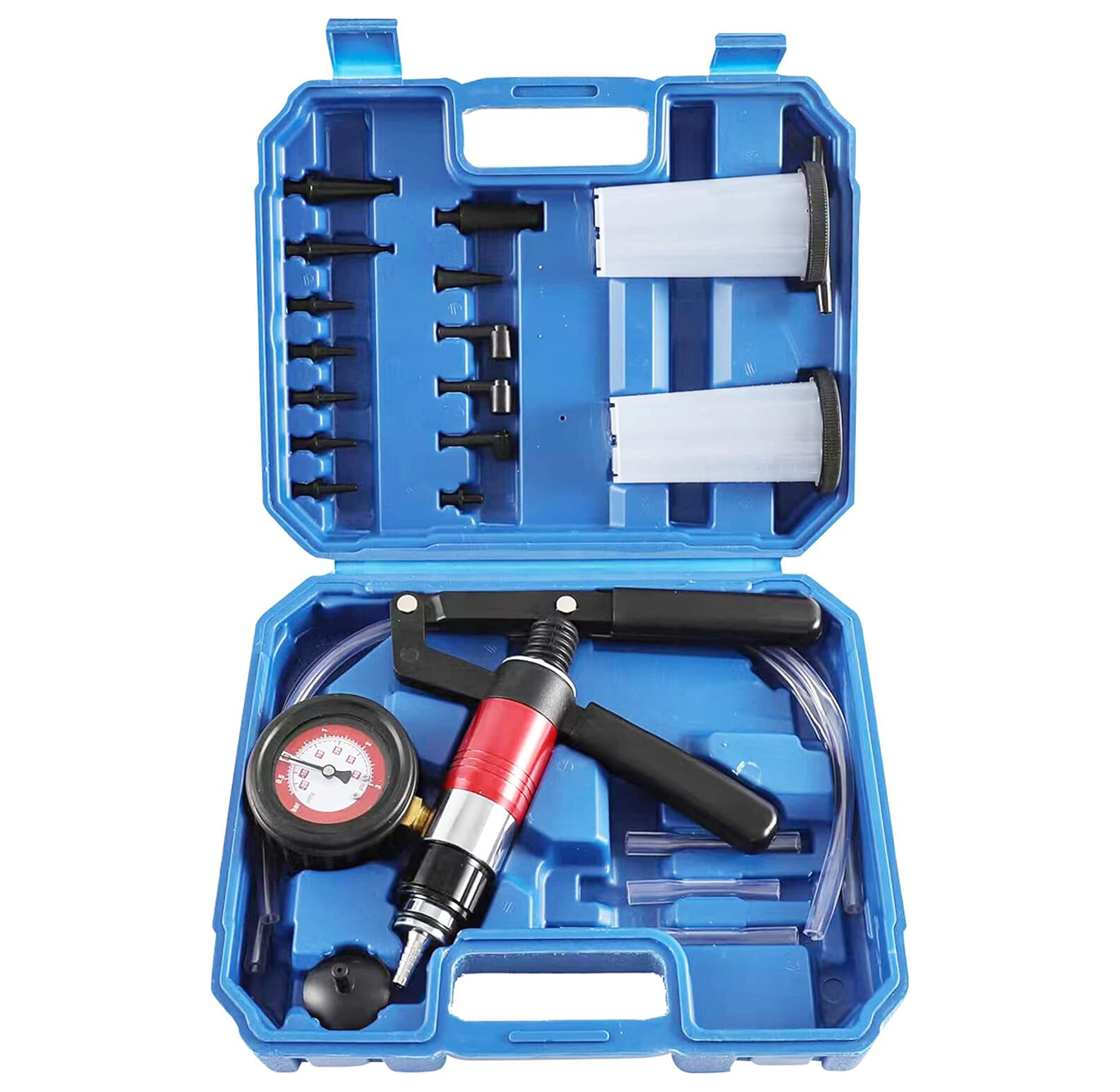 21pcs Hand Held Vacuum Pressure Pump Tester Brake Fluid Bleeder Bleeding Tool