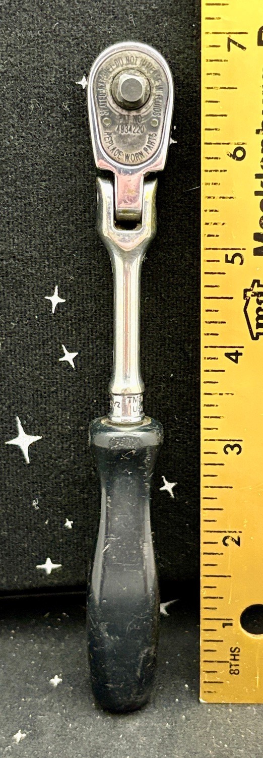 Vintage Snap On Tools Flex Head Rachet TM835 Black Plastic Handle 7″ USA