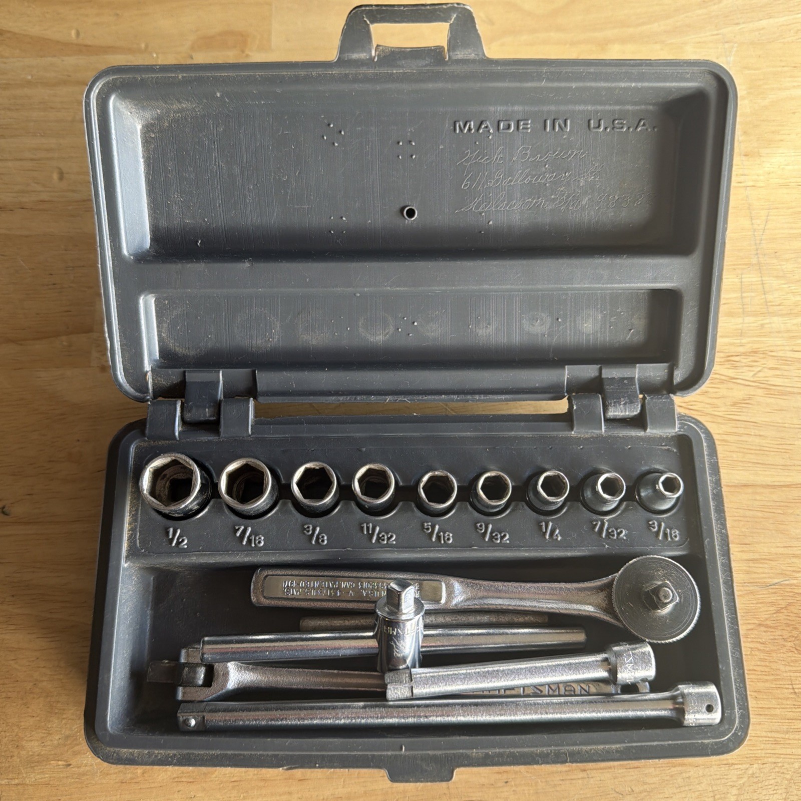 Craftsman SAE Socket Set 1/4″ Drive 6pt Ratchet Breaker Bar Permanex USA READ!