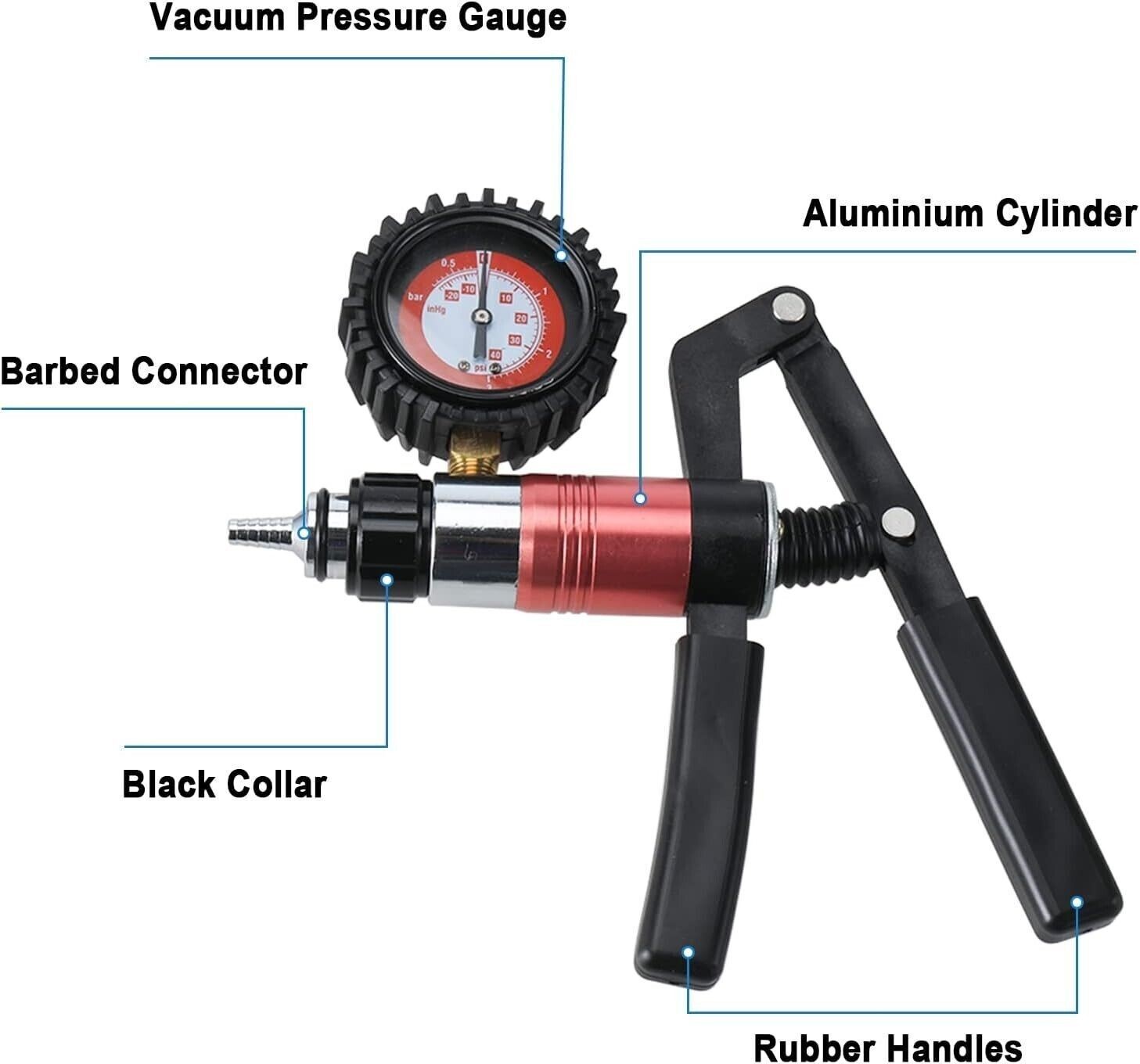 21Pcs Hand Held Vacuum Pressure Pump Tester Brake Fluid Bleeder Bleeding Tool