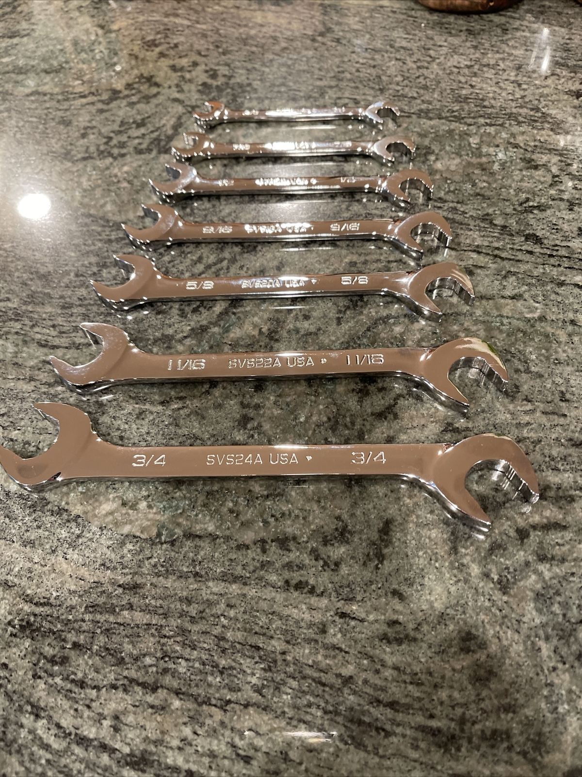 Snap On svs807a 3/8-3/4″ 7 pc flank drive plus four way angle head wrench set