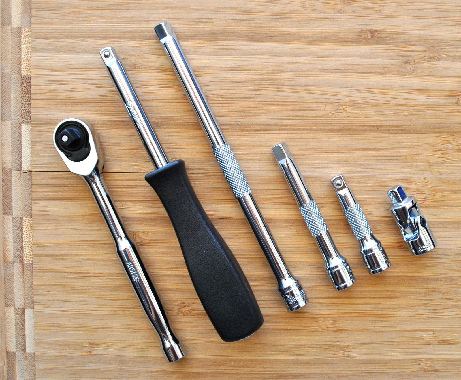 Matco Tools Silver Eagle 6 Pc 1/4 Drive Ratchet 3 Extension 1 Universal Mint