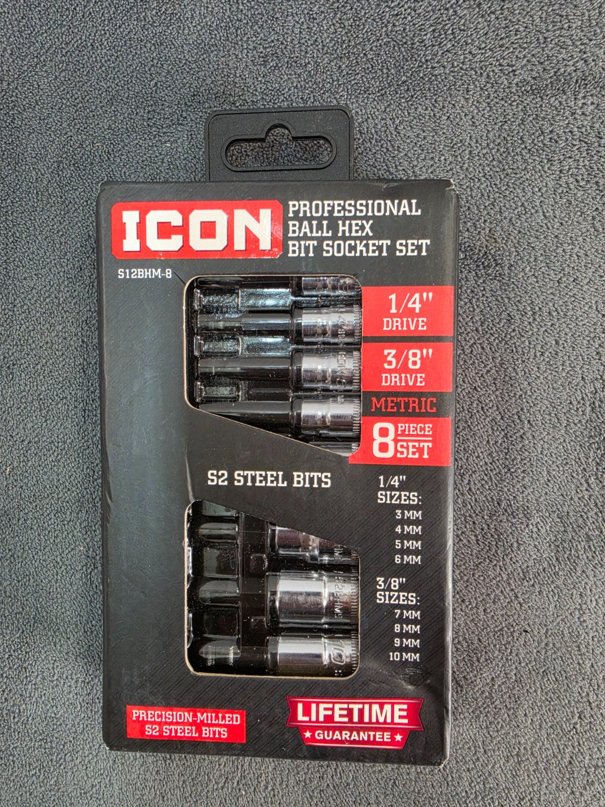 ICON 1/4 in. and 3/8 in. Drive Metric Professional Ball Hex Socket Set, 8-Piece