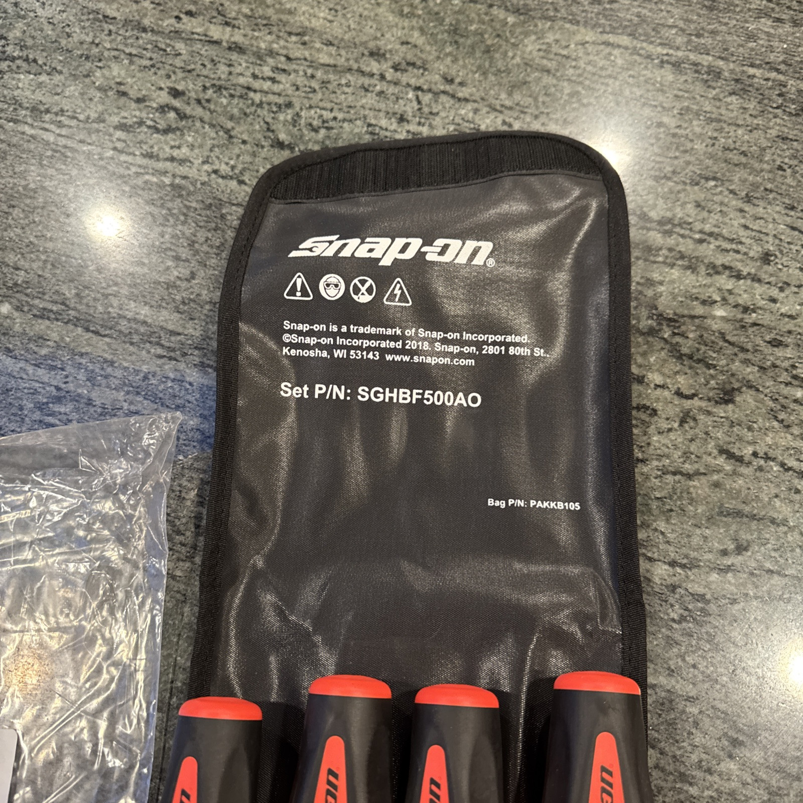 snap on sghbf500ao orange 4 pc file handle set with pouch new