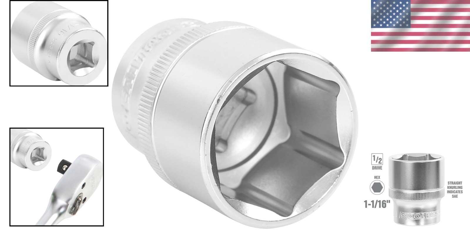 Heat Treated Alloy Steel 1-1/16 Inch Socket – Ideal for High Torque Applications