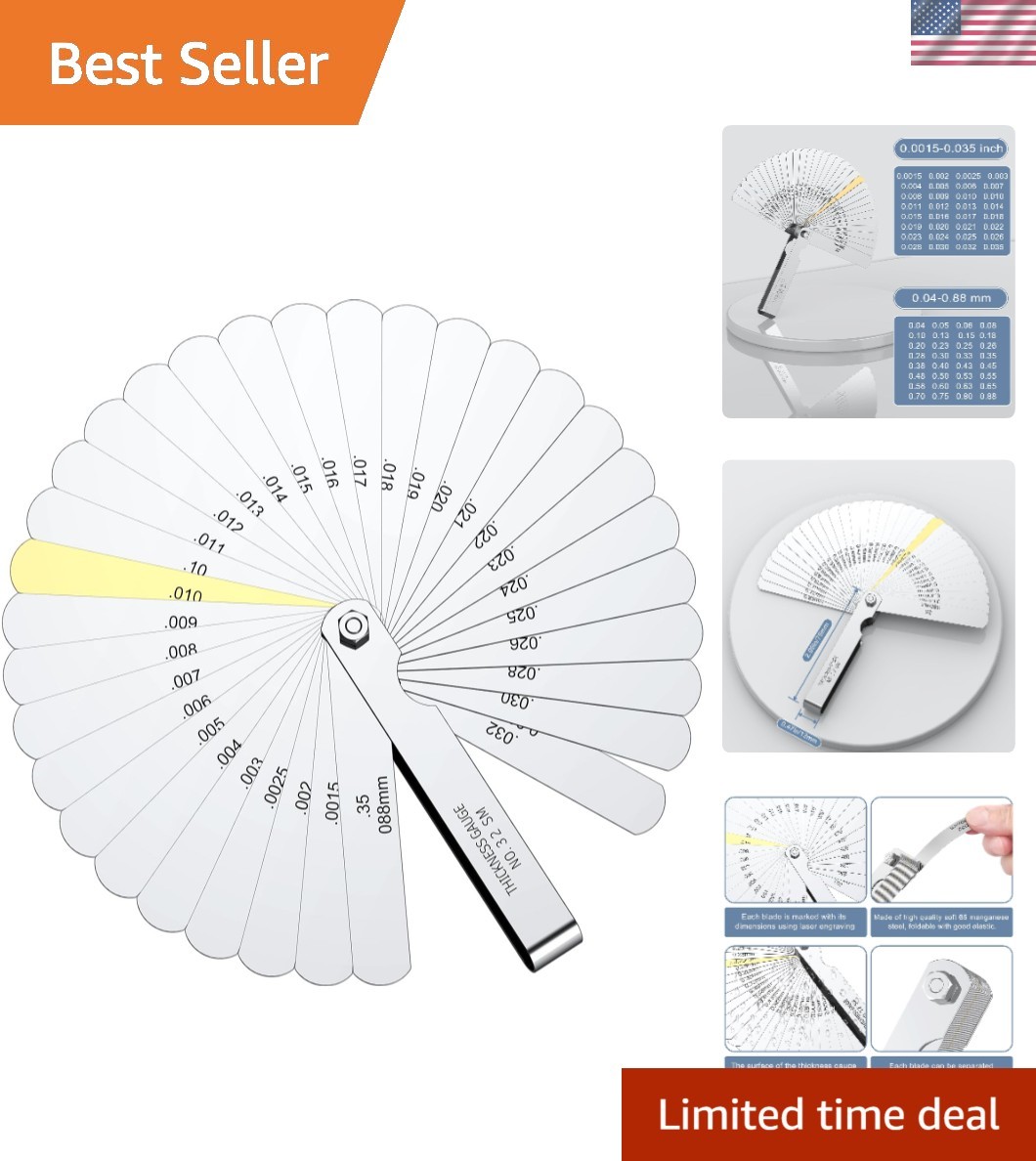 32 Blades Precision Stainless Steel Feeler Gauge for Accurate Measurements