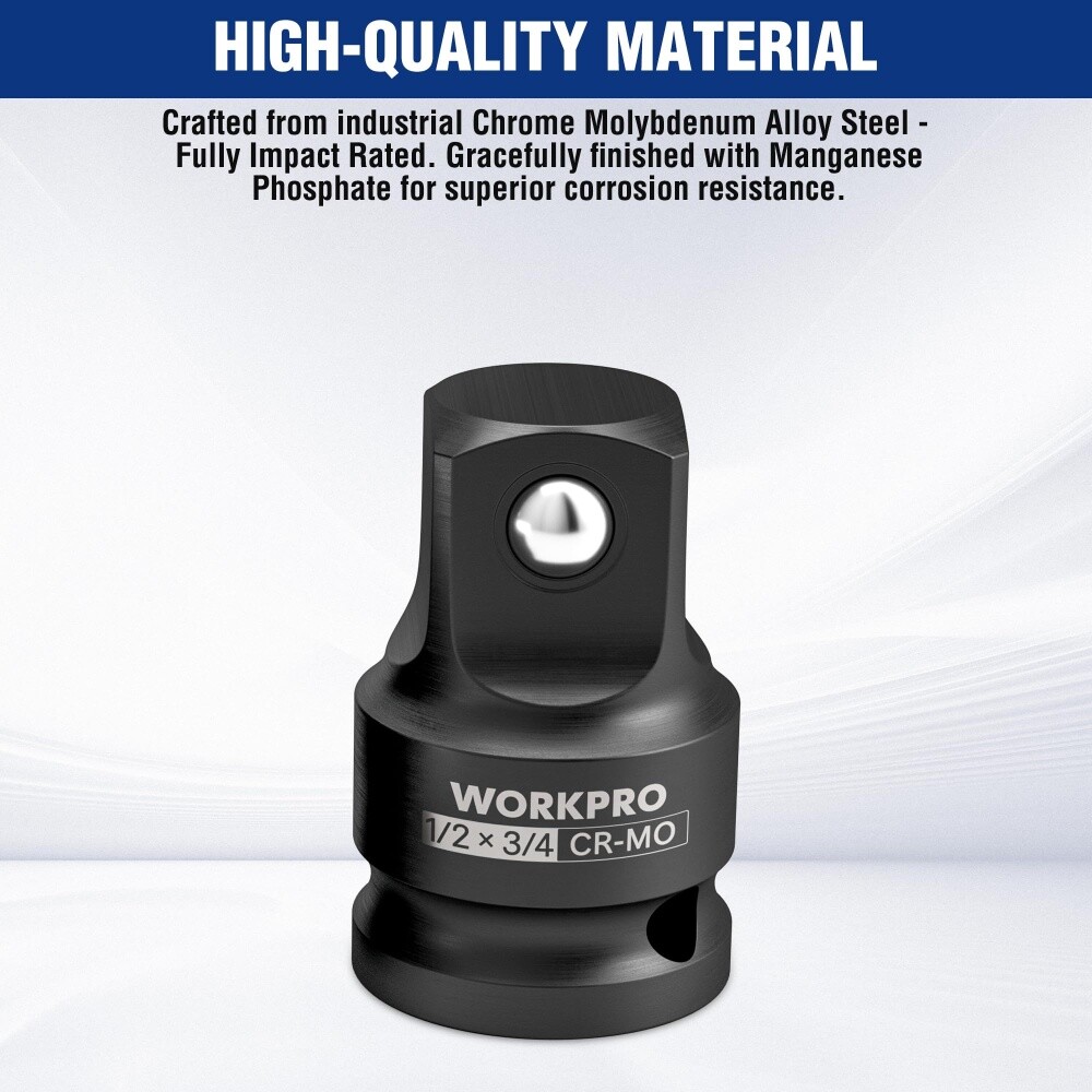 WORKPRO Impact Socket Adapter 1/2″ F to 3/4″ M Cr-Mo Steel Socket Adapter Set