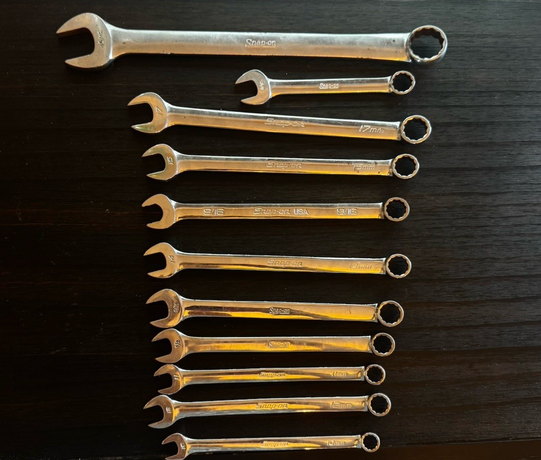 Snap-on OEX OEXM Combination Wrench Lot SAE Metric USA 11 Piece Chrome