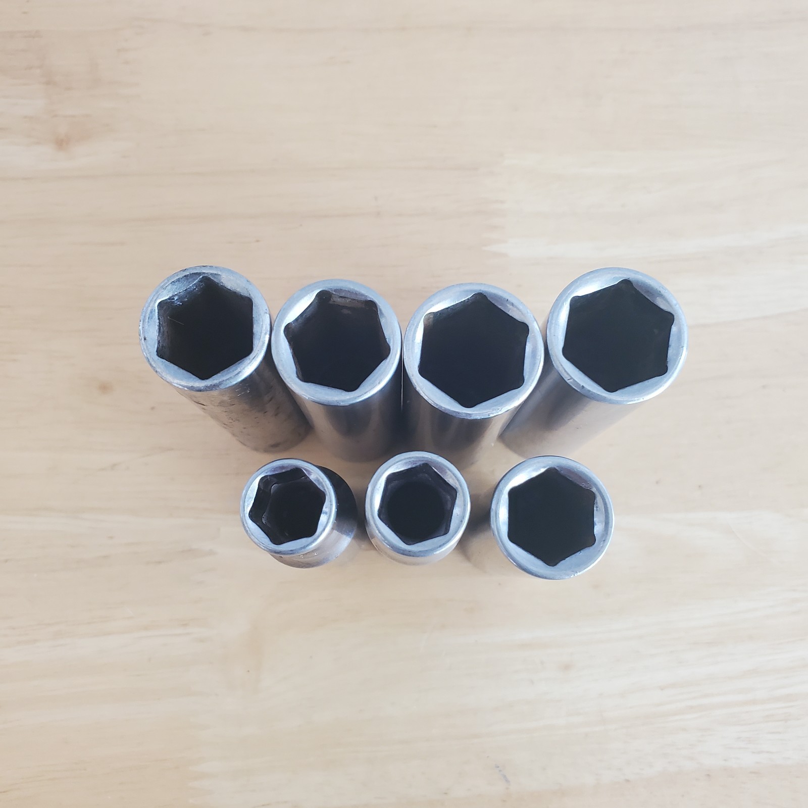 Craftsman Lot of 7 Metric & SAE 3/8″ Dr 6pt G Series Long Sockets READ