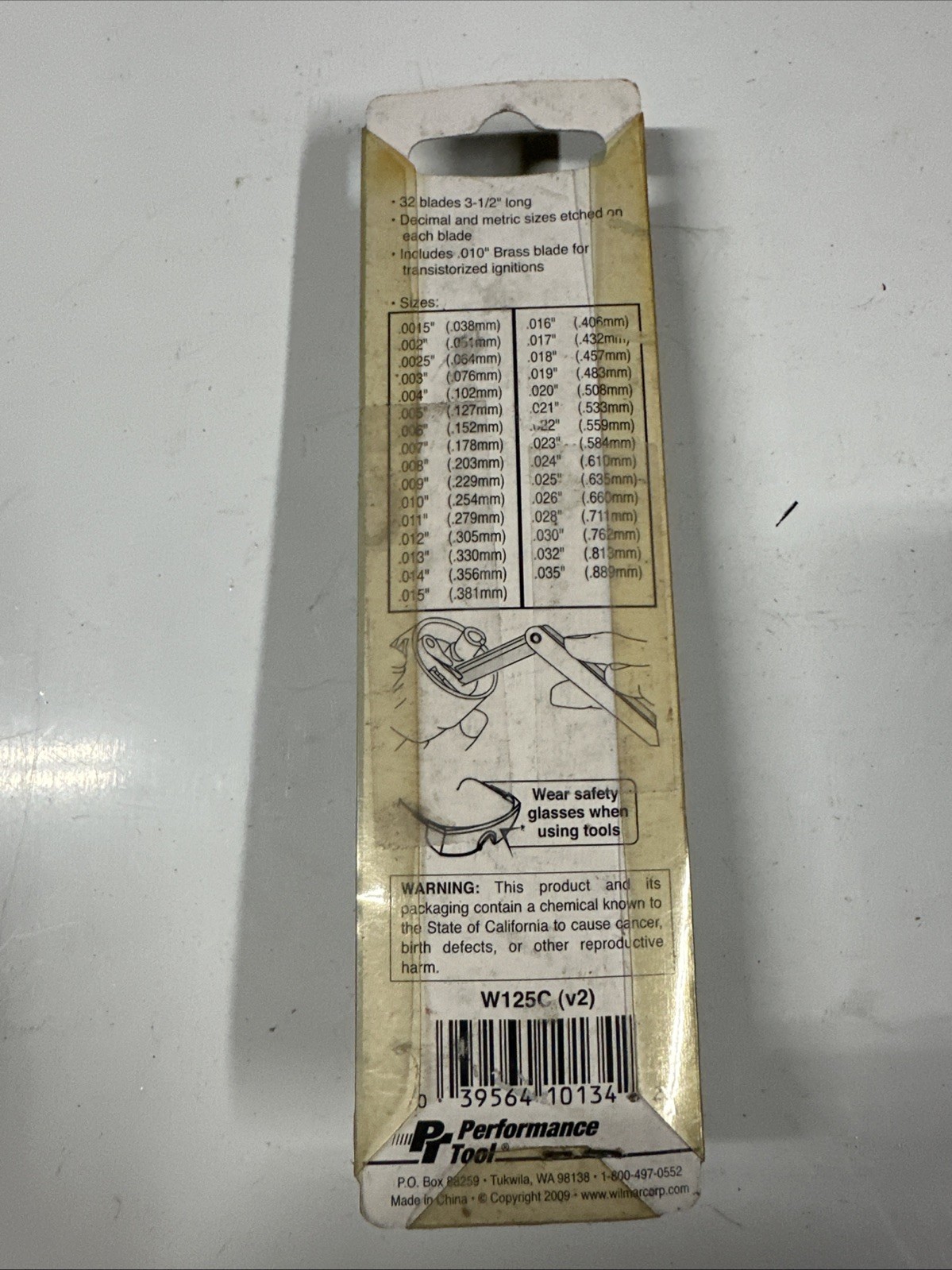 Performance Tool 32-Blade Feeler Gauge set W125C ~ 3 1/2 “ Long