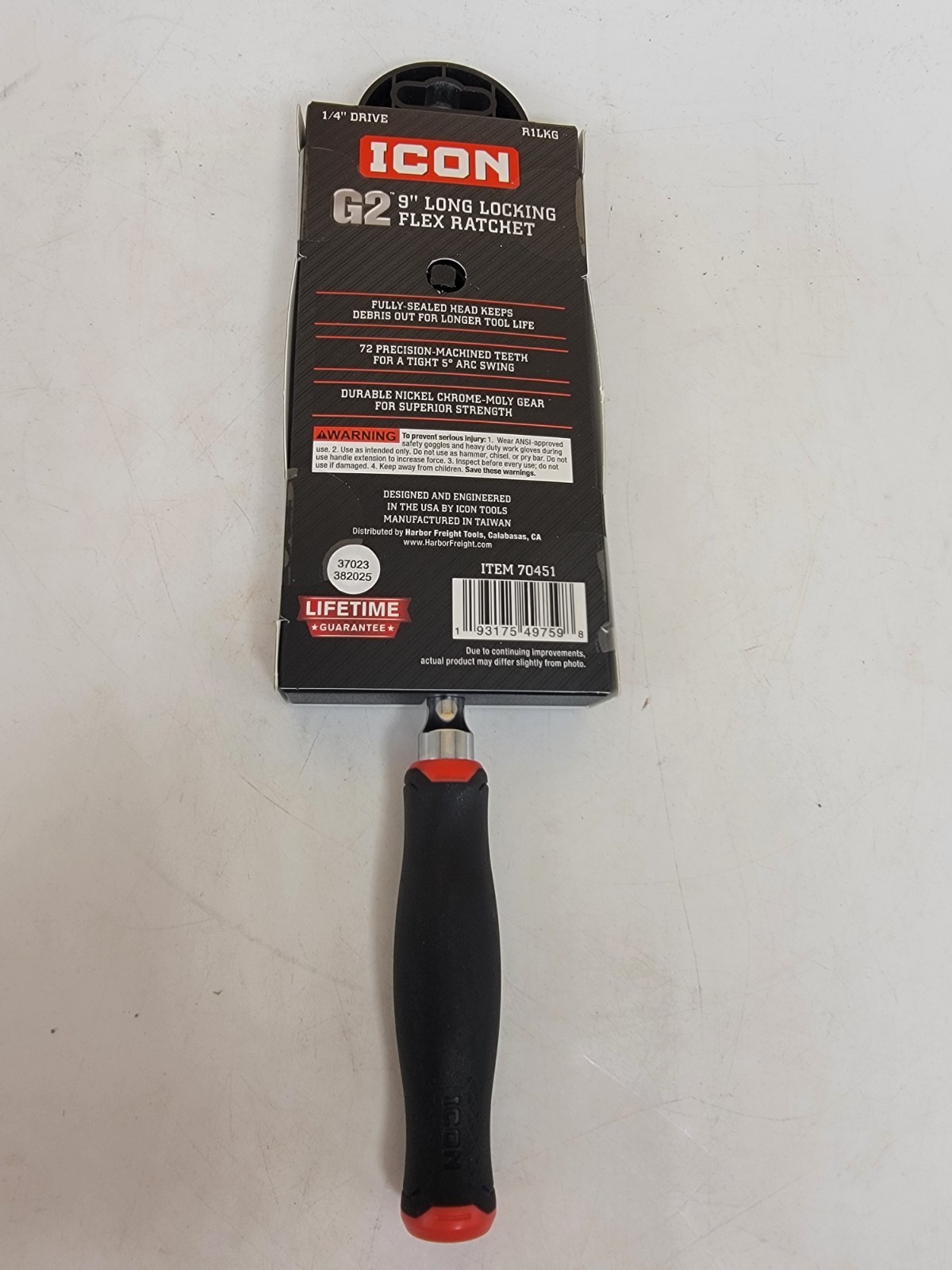 ICON R1LKG G2 9″ LONG LOCKING FLEX RATCHET 1/4 INCH DRIVE