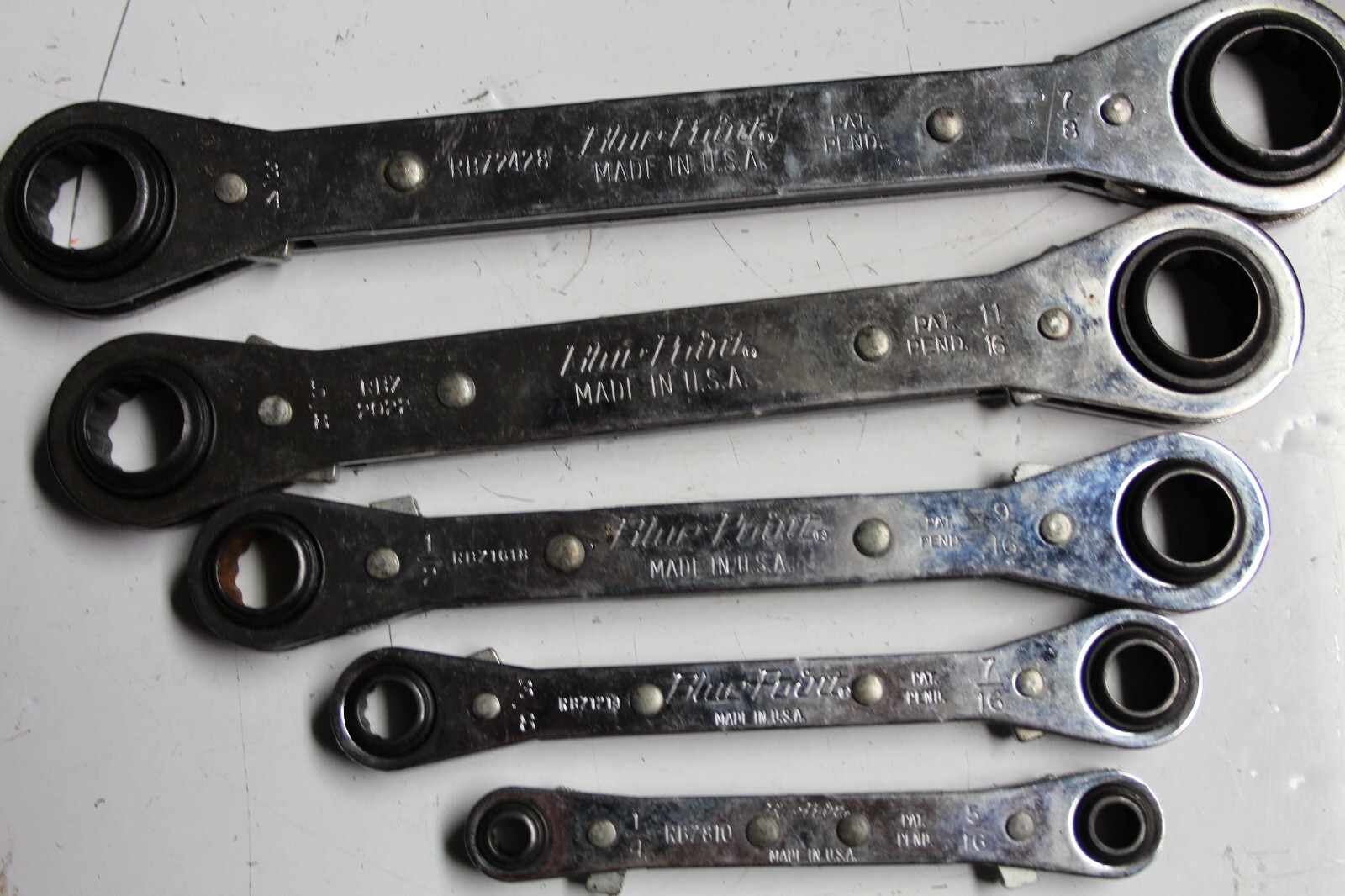 BLUE-POINT TOOLS 5 pc 12-Point SAE Latch-On® 0° Offset Ratcheting Box Wrench Set