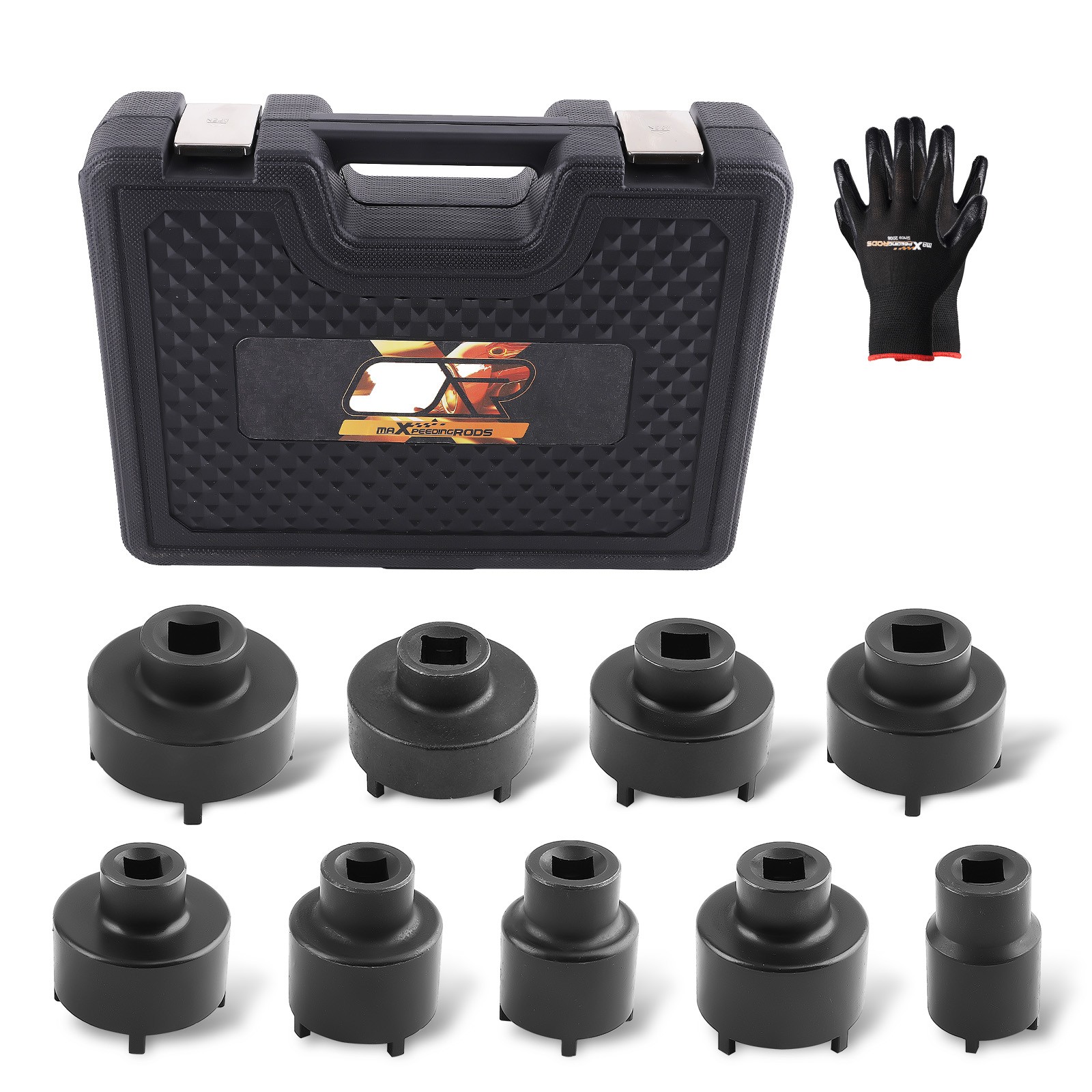 9pcs 1/2″ Drive Grooved Lock Nuts Socket Set With External Teeth KM4-KM12 Size