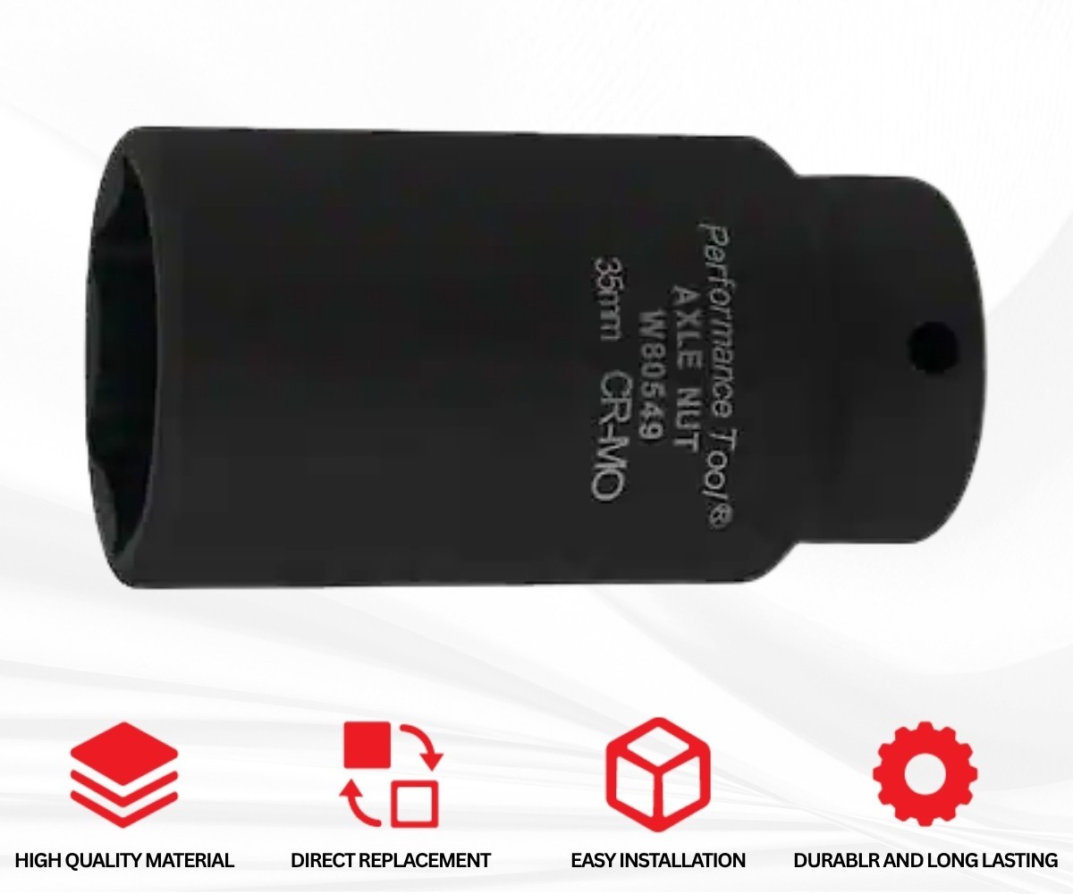 Performance Tool W80549 35mm 1/2″ Drive FWD Axle Nut Socket Cr-Mo 6-Point New