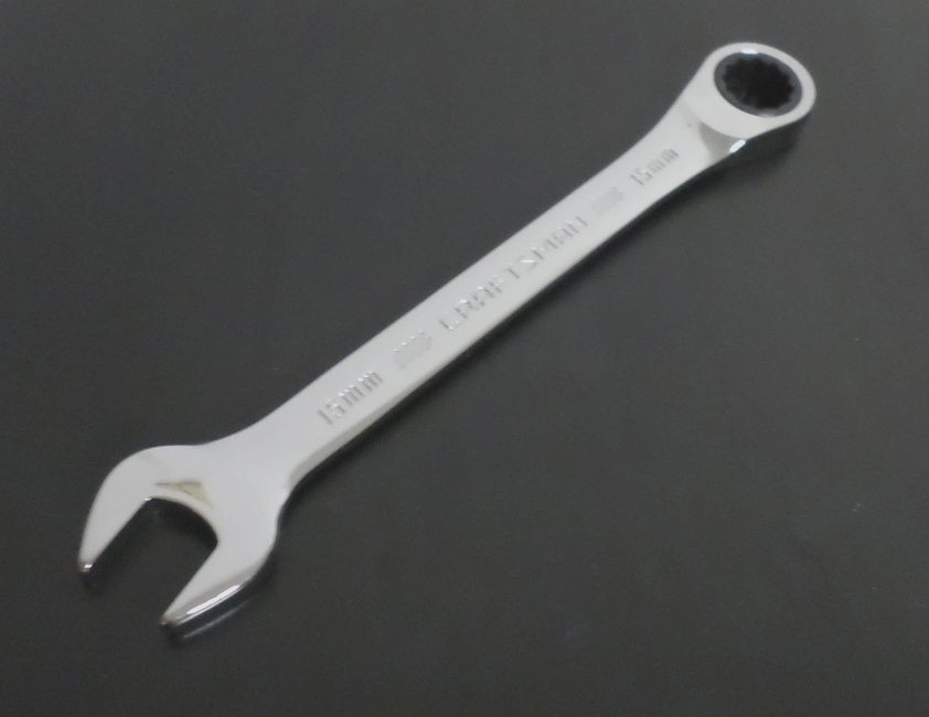 New Craftsman 15mm Ratcheting Combination Wrench, Full Polish 72T Metric 15 mm