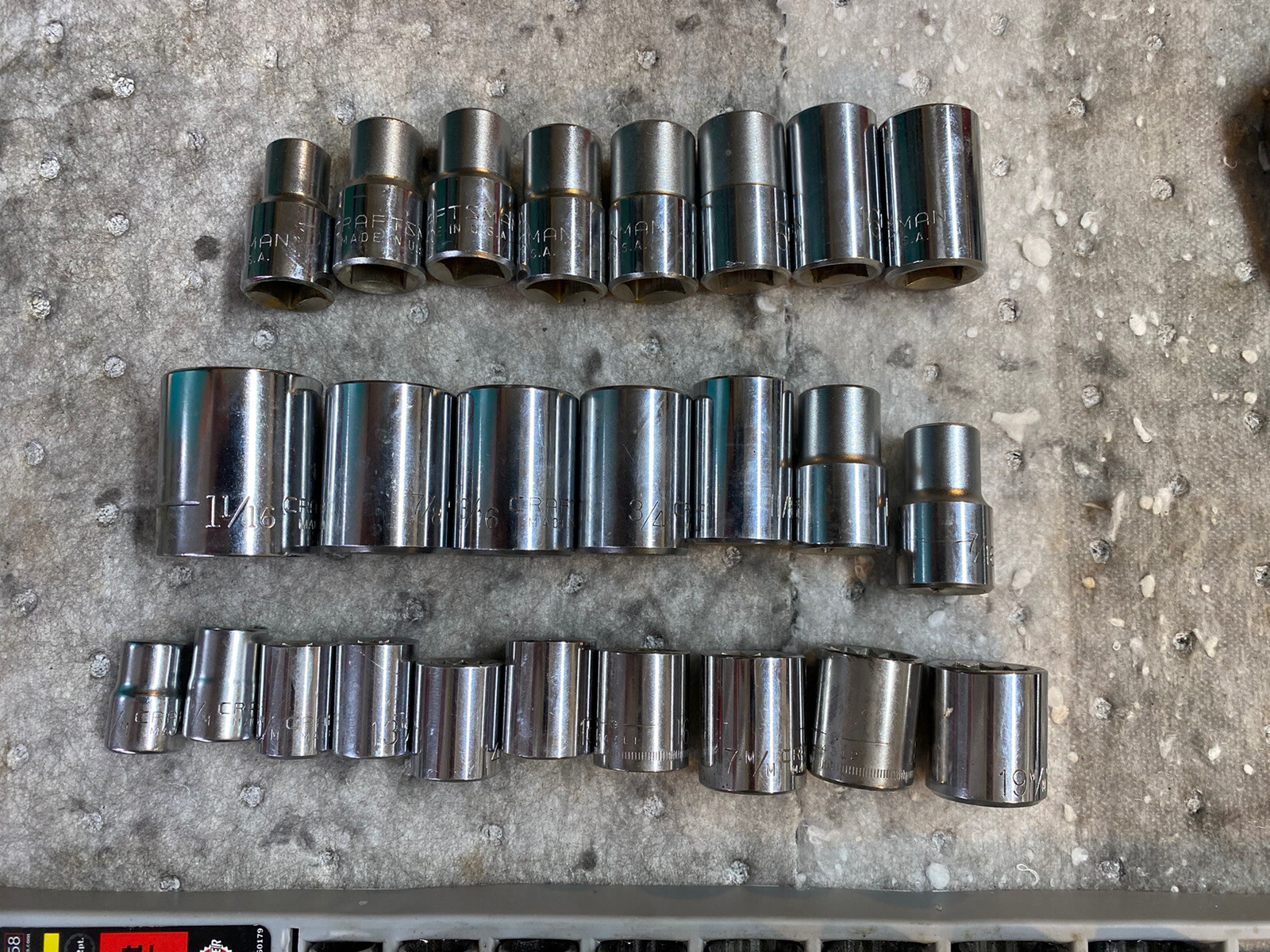 Craftsman Socket Lot 50+ Pcs SAE Metric Sizes 3/8 And 1/2 Drive Made In USA