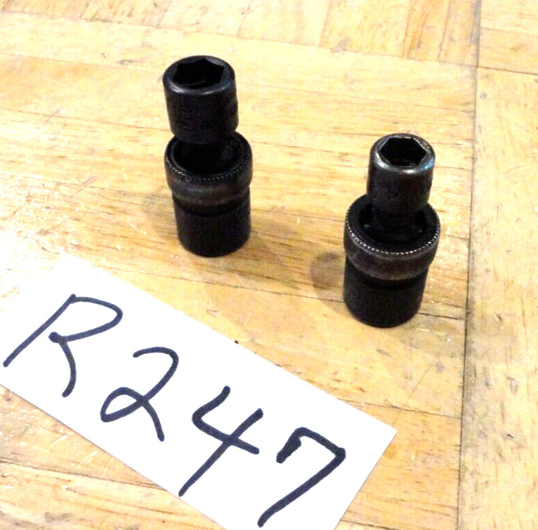 SNAP-ON TOOLS 2 PIECE 1/4 DRIVE SWIVEL IMPACT SOCKETS 1 USED 1/4 AND 1 NEW 5/16