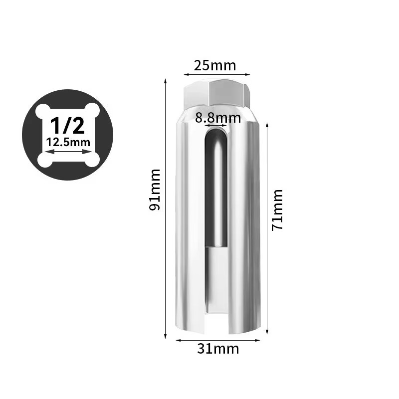 7/8» 22mm O2 Oxygen Sensor Socket Wrench 1/2″ Driver Offset Remover Socket Tool