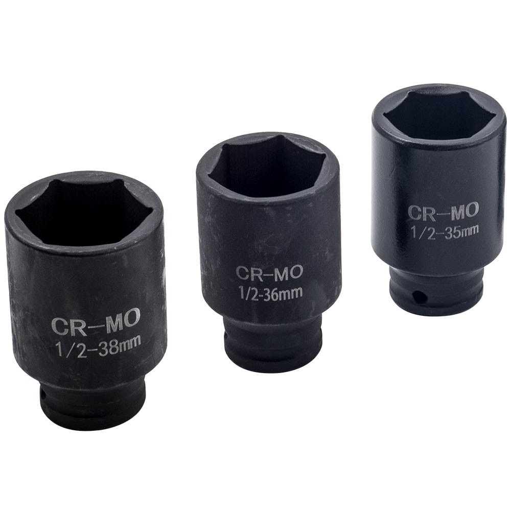 30mm 32mm 34mm 35mm 36mm 5pcs 1/2» Deep Spindle Axle Nut Socket Set 6 Point