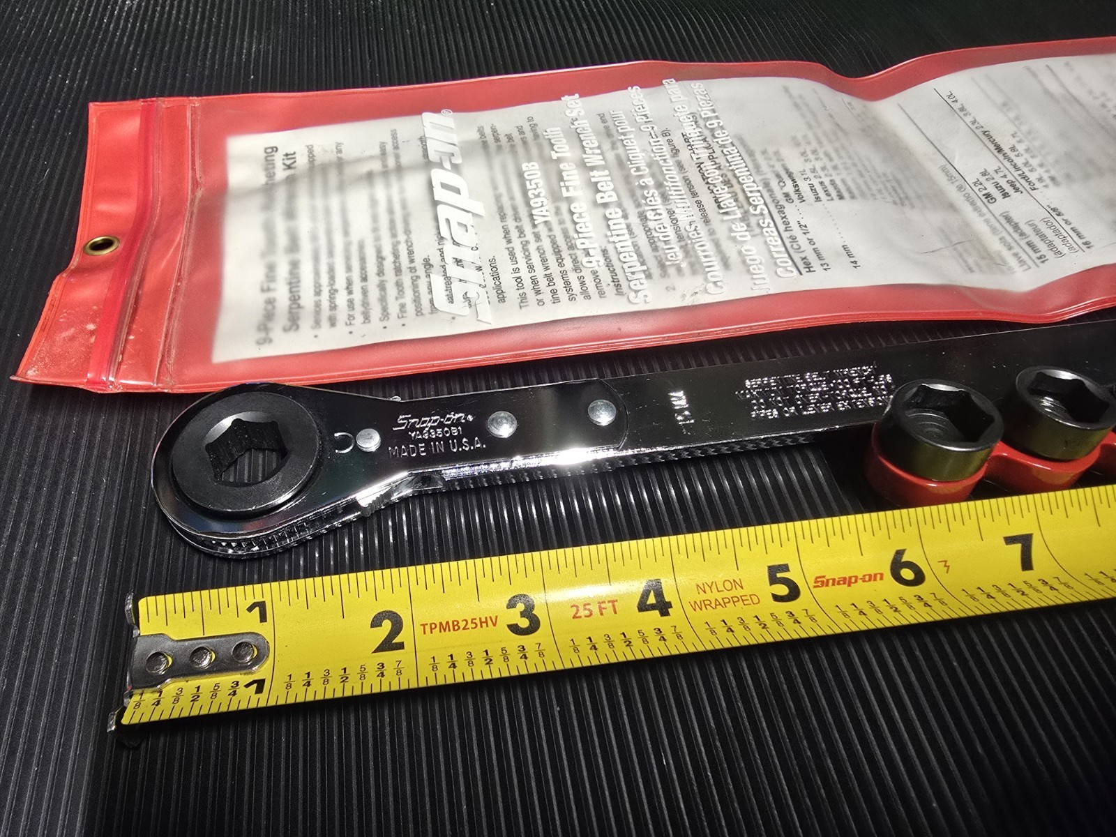 SNAP ON YA9350B1 SERPENTINE BELT PULLEY TENSIONER TOOL WITH ALL SOCKETS BRANDNEW