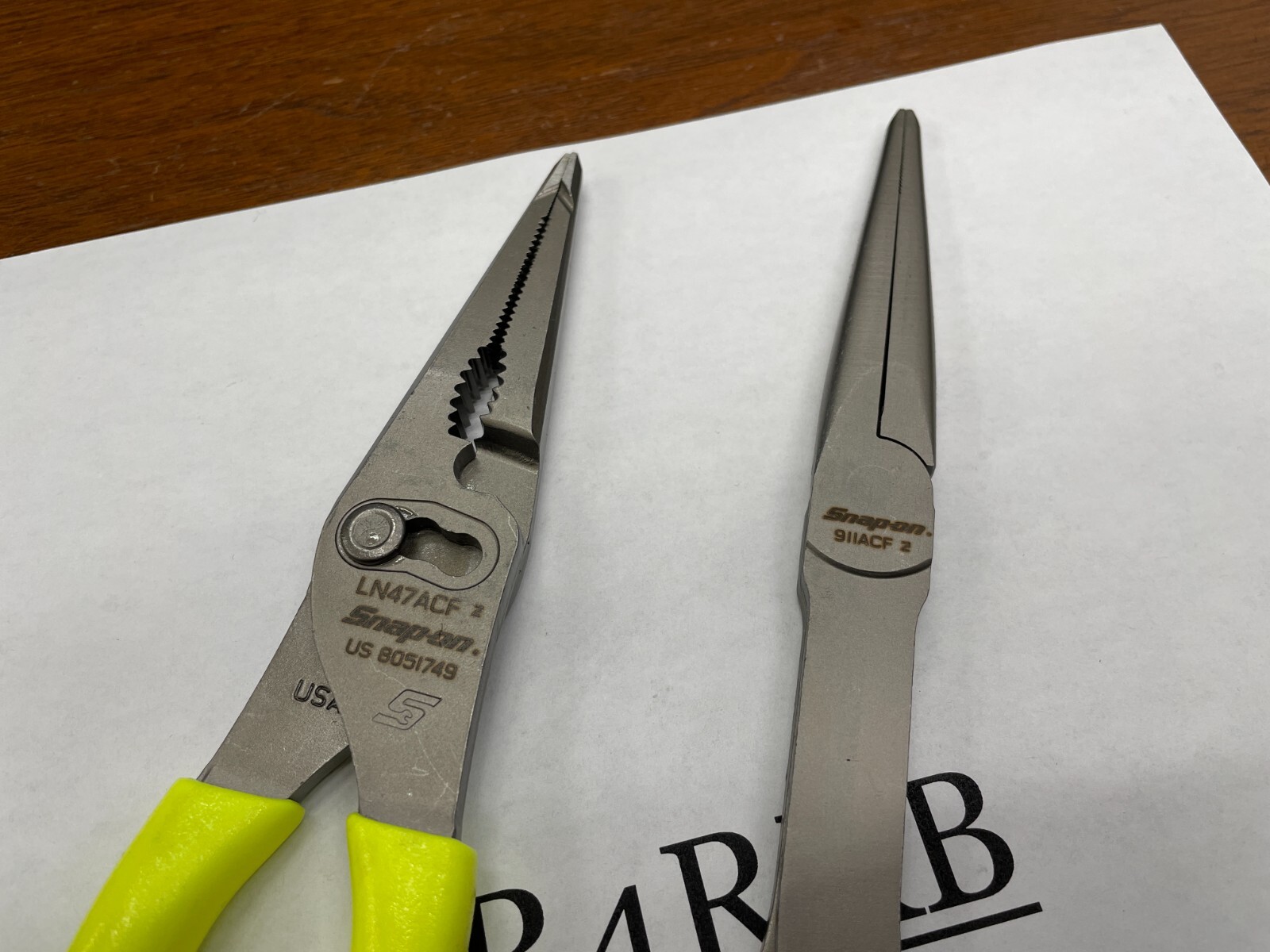 Snap-on Tools NEW 2pc HIVIZ Soft Grip LONG Needle Nose Pliers Lot 911ACF LN47ACF
