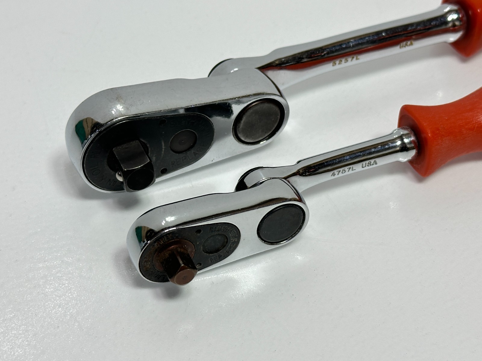 Proto USA Rare 2pc 5257L 3/8 Drive, 4757L 1/4 Drive Indexable Ratchet Red Handle