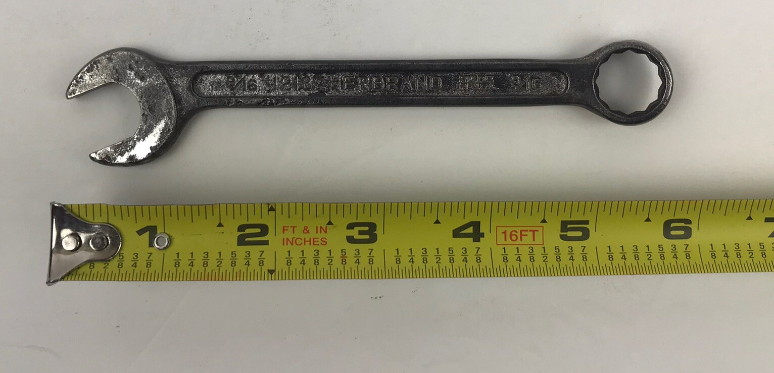 Vintage Herbrand USA 1218 9/16” SAE 12 Point Combination Angled Open End Wrench