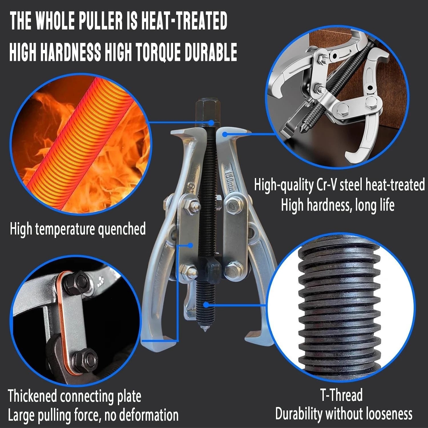 Versatile 8-in-1 Gear Puller Set 3″-8″ Cr-V Steel Mechanic’s Tool Kit