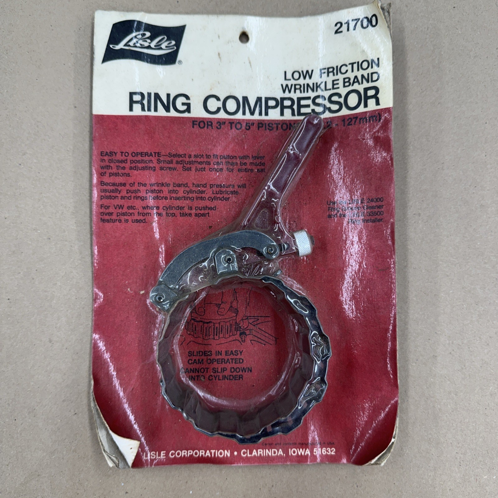 NOS USA Made Lisle 21700 3″ to 5″ Wrinkle Band Ring Compressor