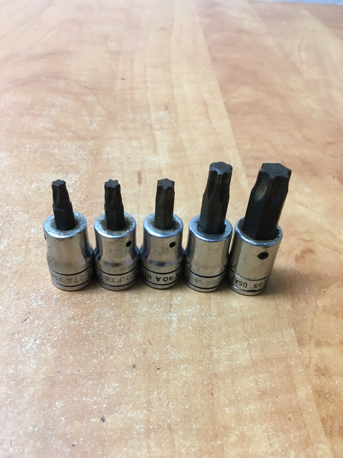 Snap-On Tools 5pc Torx FTX Socket 3/8 Dr FTX55 FTX500E FTX40A FTX30A FTX27A