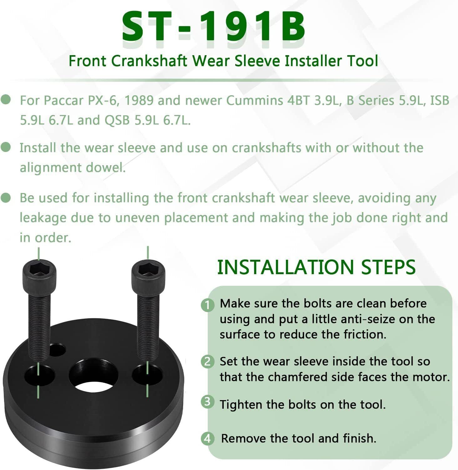 Front & Rear Crankshaft Seal Remover Installer Tools for Cummins 3.9L 5.9L 6.7L