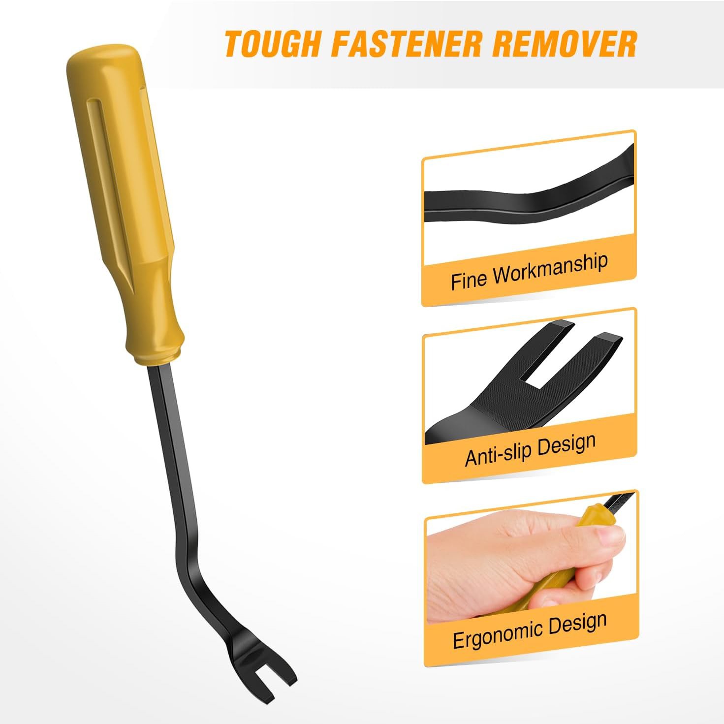 8PCS Trim Fastener Removal Tool Kit Universal For Car Audio Dash Panel-Yellow