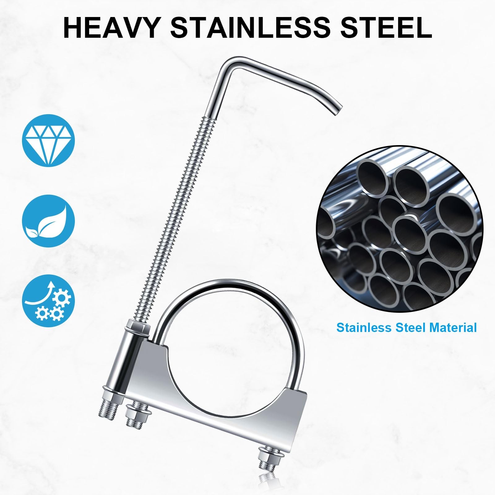 2 PCS 304 Stainless Steel 3 Inch Exhaust Hangers Universal Rubber Clamp
