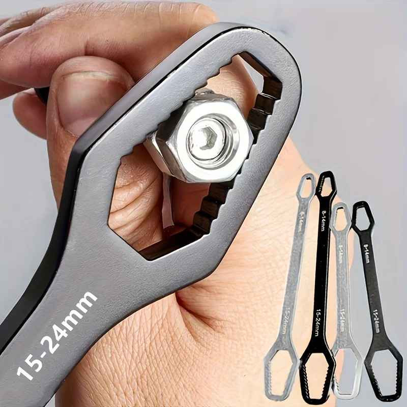 1pc Universal Double Ended Wrench, Self-Tightening 3-17mm Screw Nuts Repair Wren