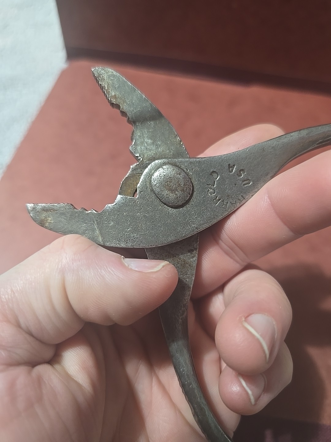 Vintage 1950s Ford 6 Inch Slip Joint Pliers. Marked Harrold USA. Work Rare!