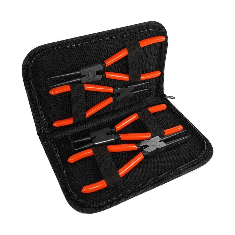 Portable 7″ Internal External Retaining Clips Snap Ring Circlip Pliers 4pcs Set
