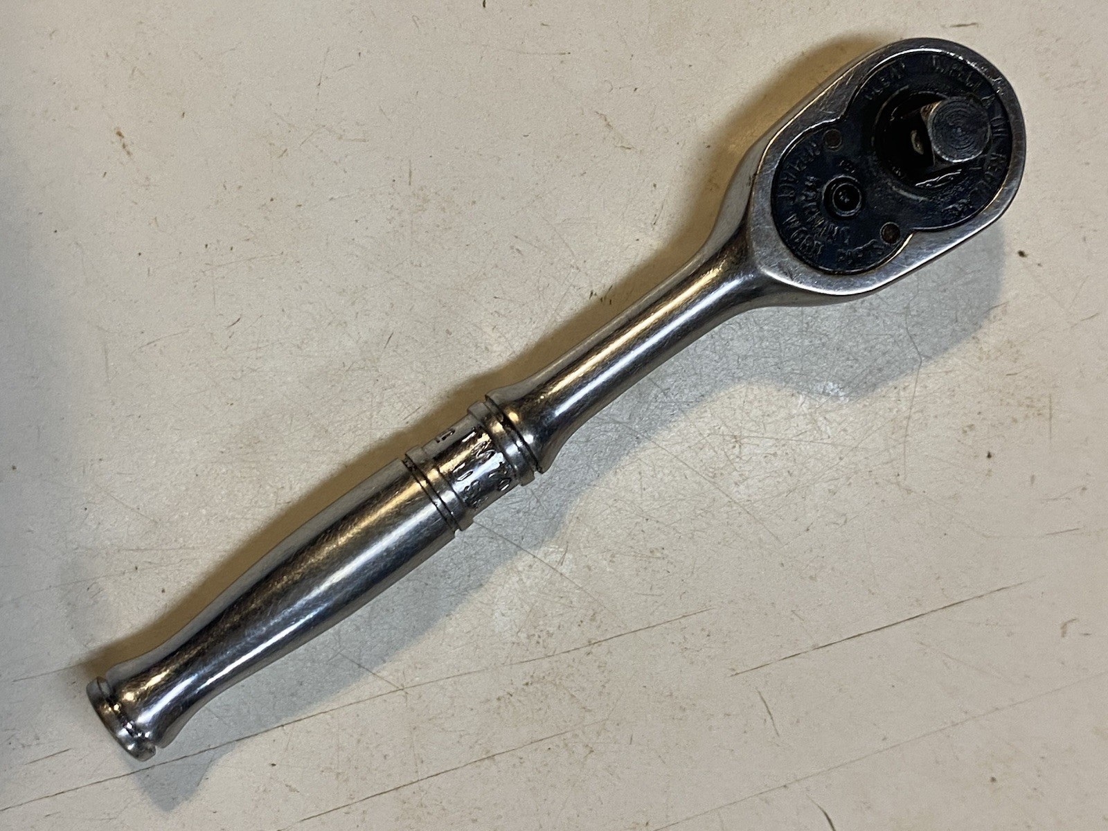 Snap On Tool 1/4” Drive Chrome Stubby 5 5/16” Short Ratchet TM 70B Made In USA