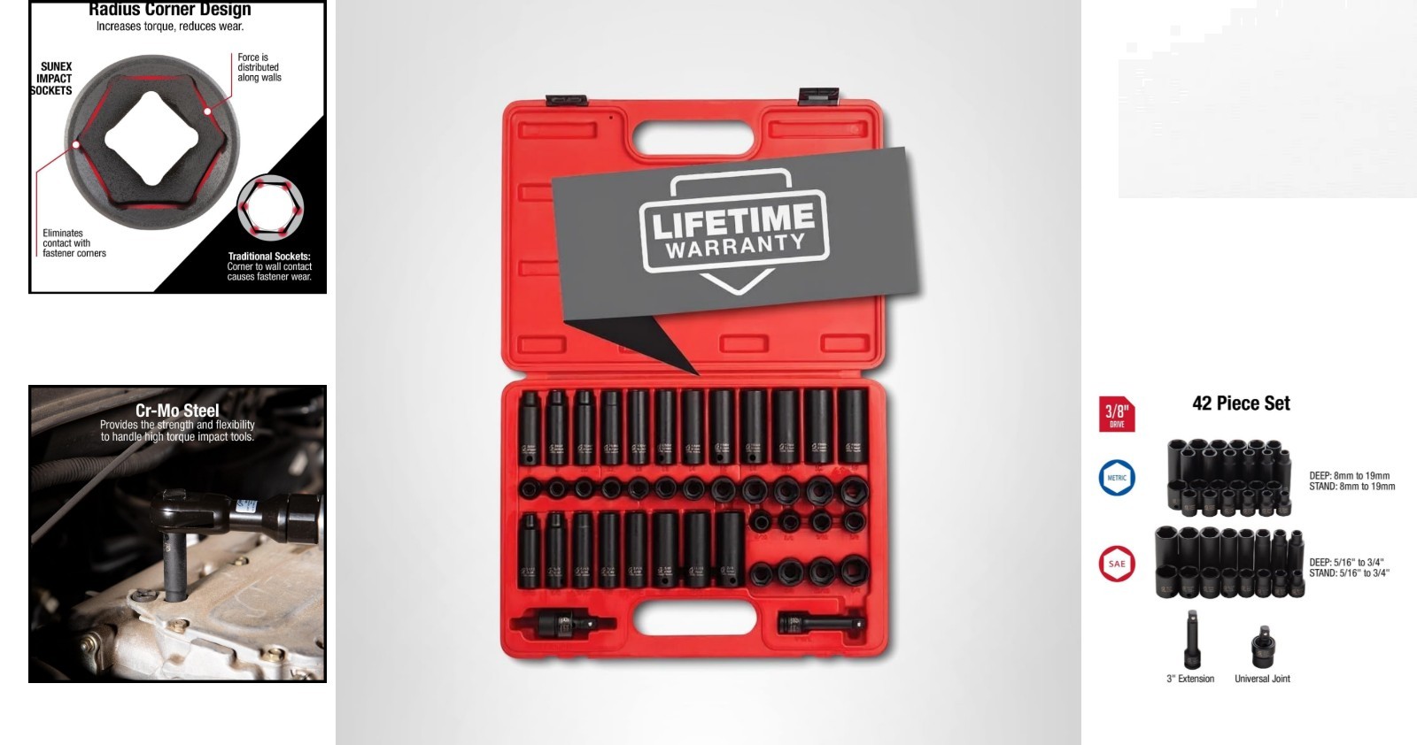 Sunex 3342 Impact Socket Set – 3/8 Inch Drive, Durability & Precision Guaranteed