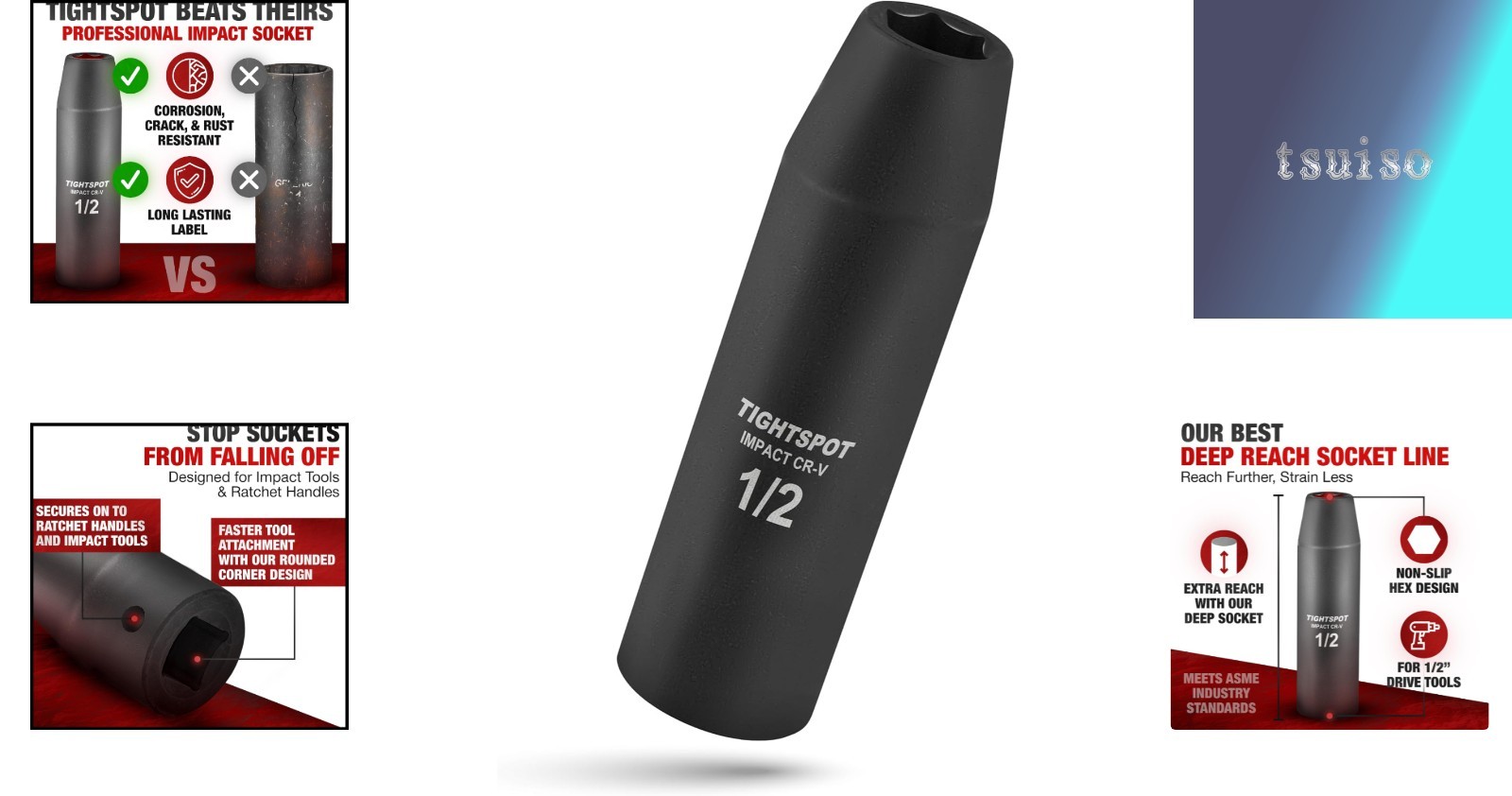 High Torque 1/2” Drive Deep Socket – Manganese Phosphate Coating for Longevity