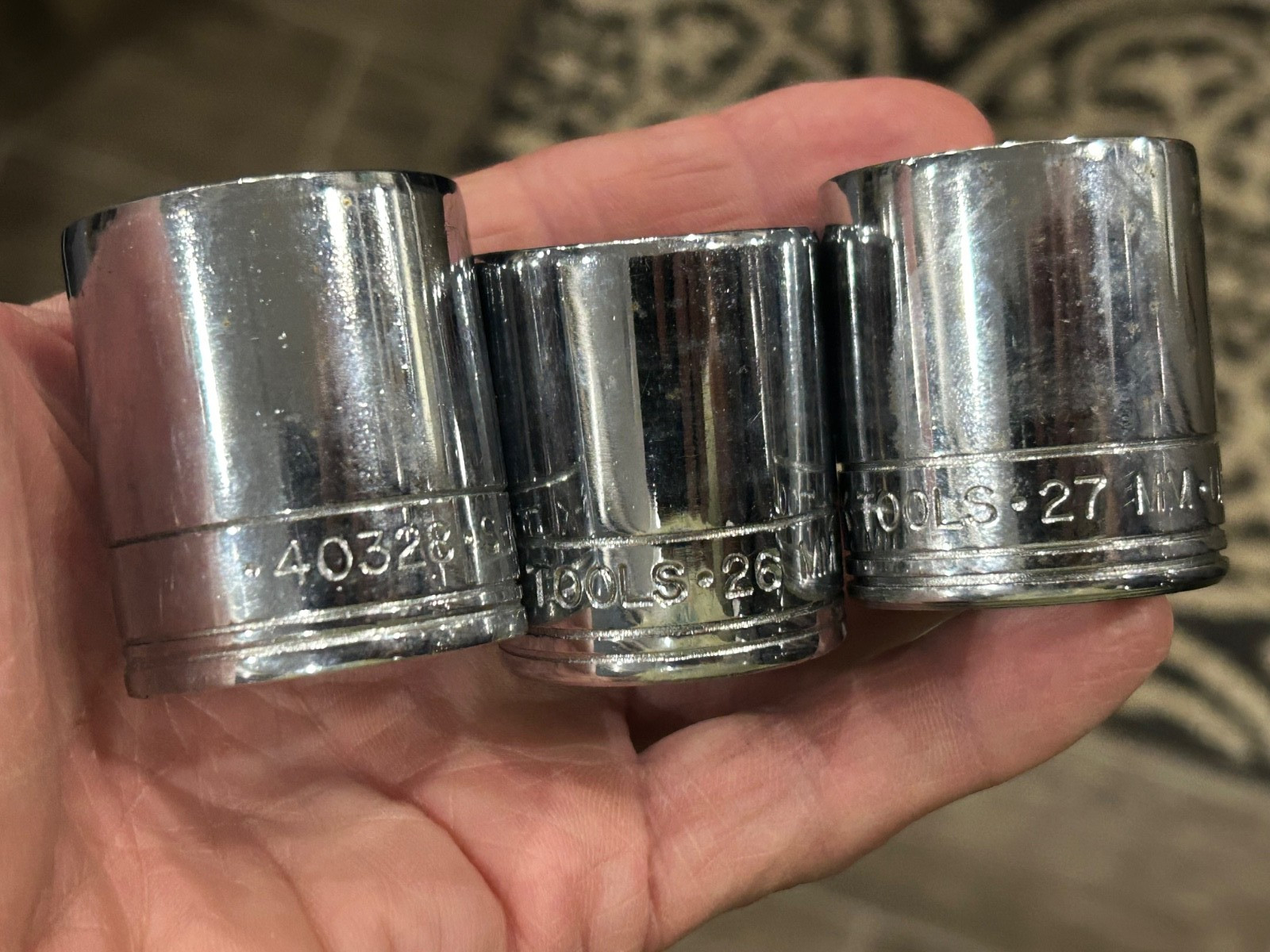 S-K Tools 40328- 28MM & 11 Sockets 12 pt & 451 Adapter 3/8-1/2-$40 Start