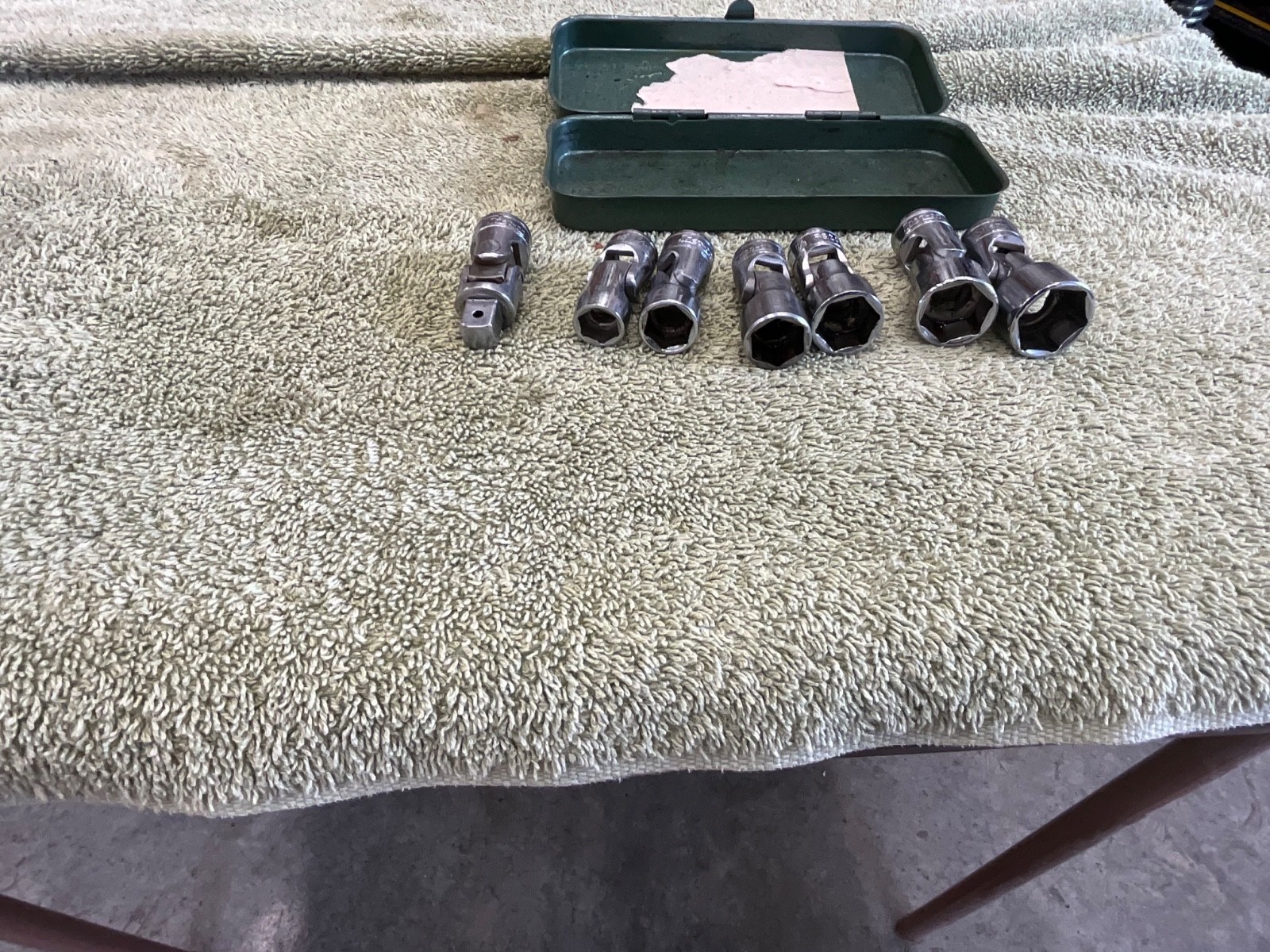 Vtg Snap-on 6 Piece 3/8″ Drive 6 Apt. Swivel Socket Set 7/16-3/4
