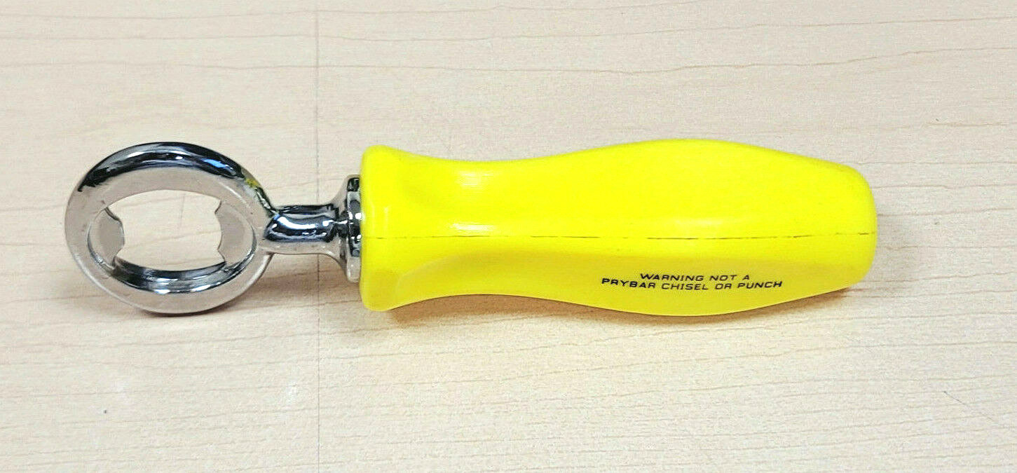 Snap On Deep Hi Viz Yellow Hard Plastic Handle Bottle Opener AWESOME Gift Idea