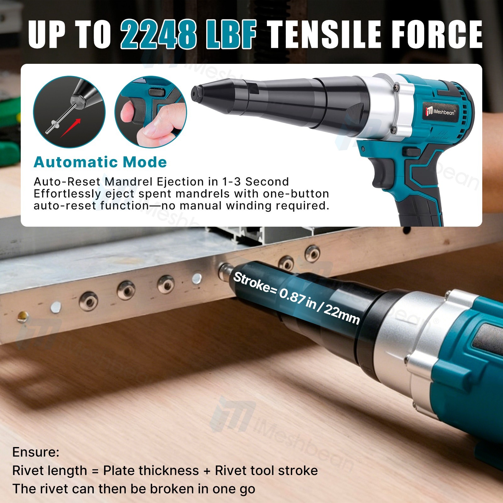 Cordless Rivet Gun 5.5Ah Battery Automatic Electric POP Blind Riveting Riveter