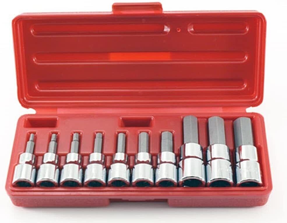 10 pcs Hex Bit Socket 3/8″ & 1/2″ Drive Standard SAE Allen Bit Sockets Set