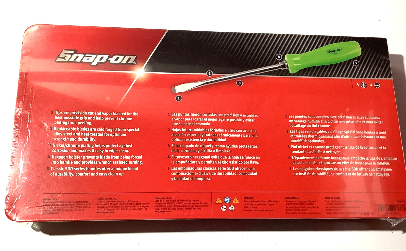 New Snap-on™ 7-piece Green Hard Handled Phillips & Flat Screwdriver Set SDDX70AG