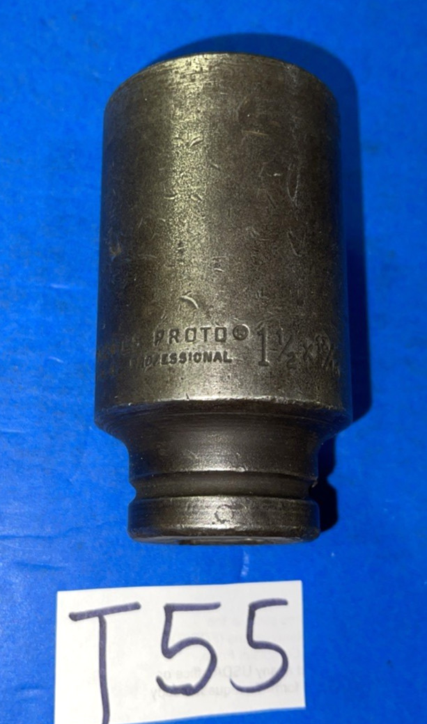 PROTO TOOLS 1 PIECE 3/4 DRIVE SAE. BUDD WHEEL IMPACT SOCKET 13/16-1-1/2
