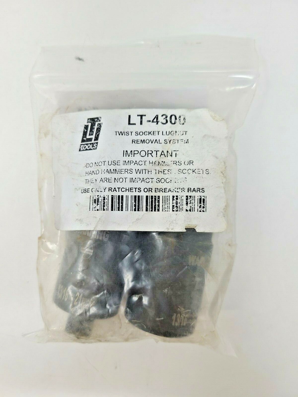 LTI LT-4300, 3 Pc. Twist Socket Lug Nut Removal 1/2″ Dr. 3/4″-19mm, 13/16″ -21mm
