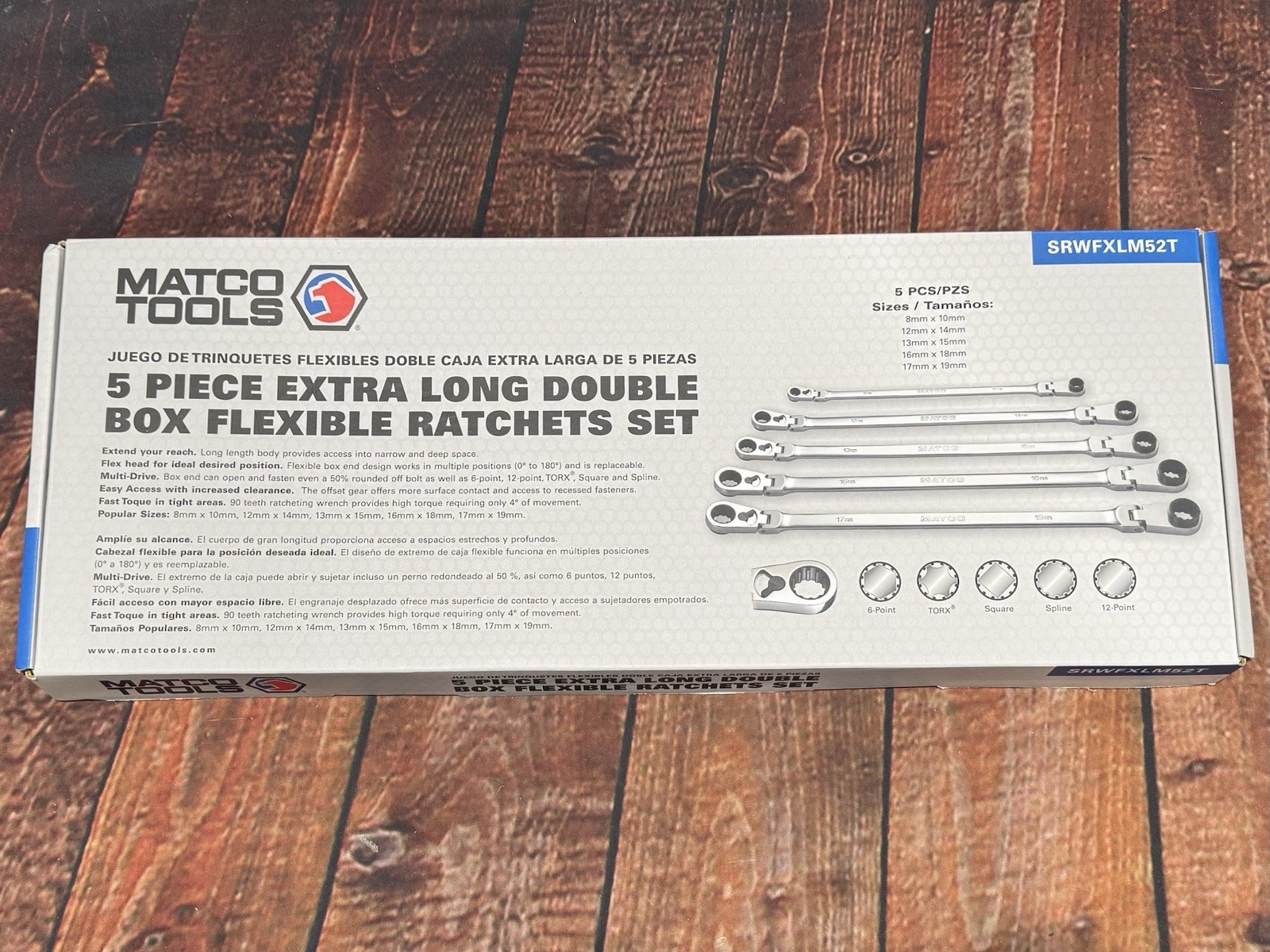 MATCO Tools SRWFXLM52T 5-Piece Extra Long Double Box Flexible Ratchet Set